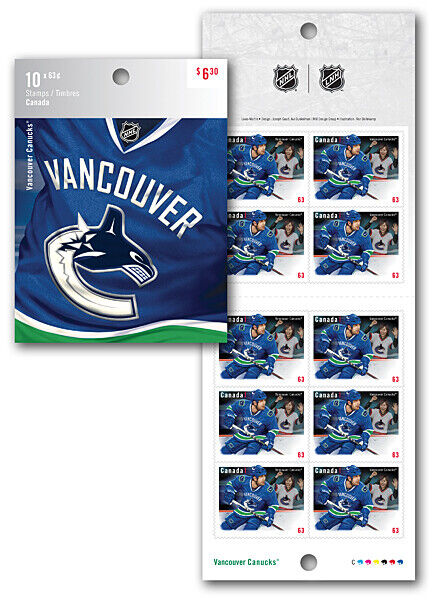 Nhl Hockey Vancouver Canucks Team Jersey = Booklet Of 10 Canada 2013 #2670a Mnh