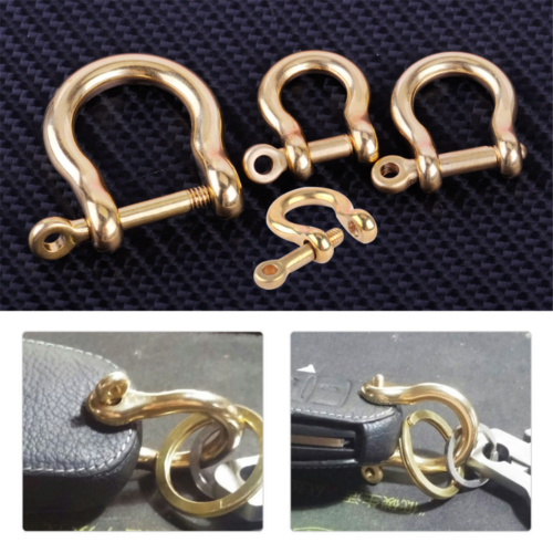 1pc Solid Brass D Bow Shackle Screw Pin Joint Connect Key Chain Hook Leather