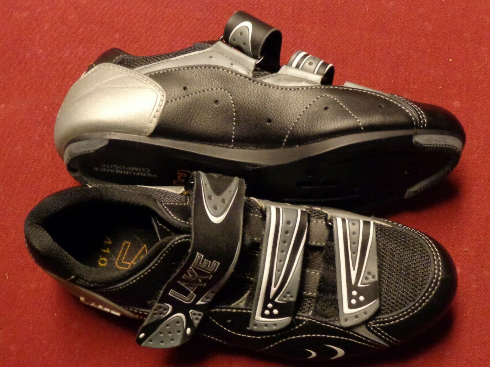 Cycling Shoes. Size 7.5 Usa 41 Eur.  Lake Brand Used Condition. Black & Silver