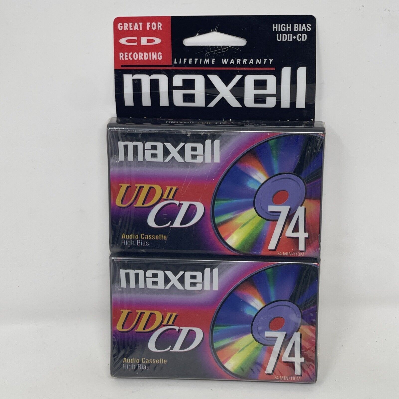 2 New Maxell UD II CD High Bias Audio Cassette Tapes 74 Minutes Brand New SEALED