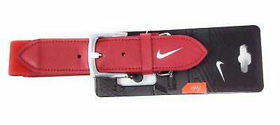 Nike Adult Leather Baseball Belt Scarlet Red & White Adjustable 28" - 43" Waist