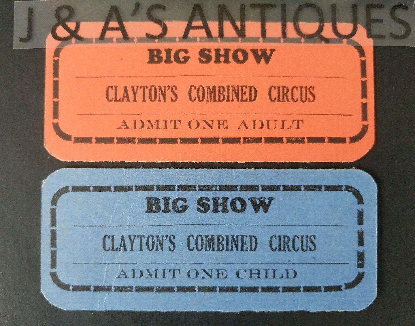 Clayton's Combined Circus Big Show Adult And Child Tickets