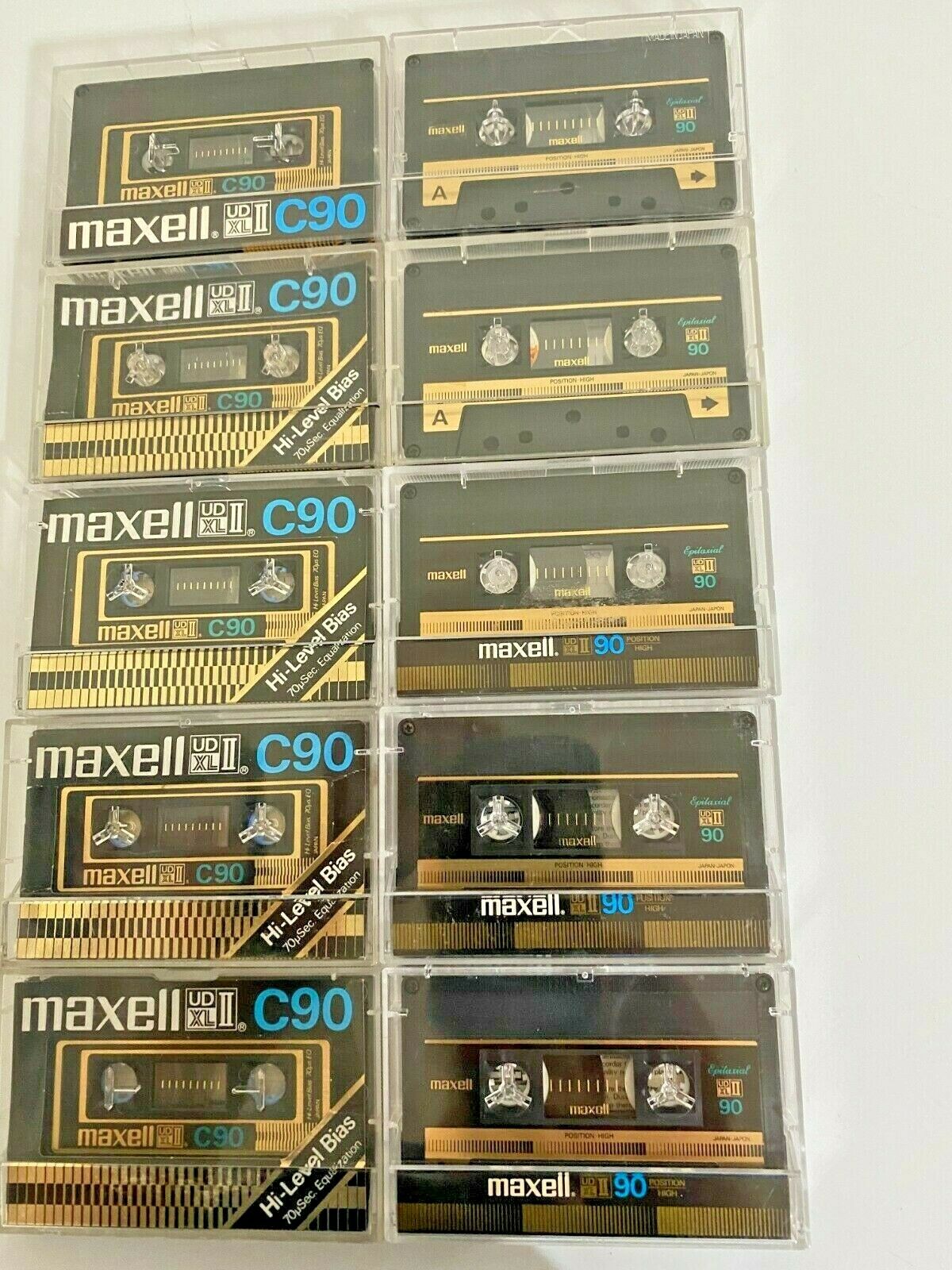 Maxell UDXLII Epitaxial 90 Cassettes Preowned   Qty 10 tapes MADE IN JAPAN