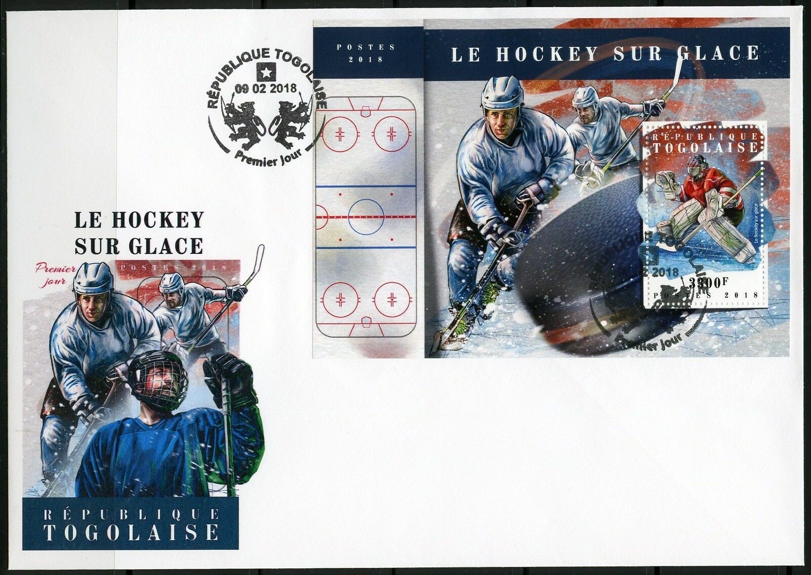 TOGO 2018 ICE HOCKEY SOUVENIR SHEET FIRST DAY COVER
