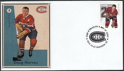 CANADA POST # 2786b.6 HONOURS DOUG HARVEY of the MONTREAL CANADIANS - FDC #6