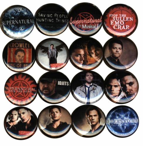 Supernatural Tv Set Of 16 Buttons-pins-badges Jensen Ackles|jared Padalecki