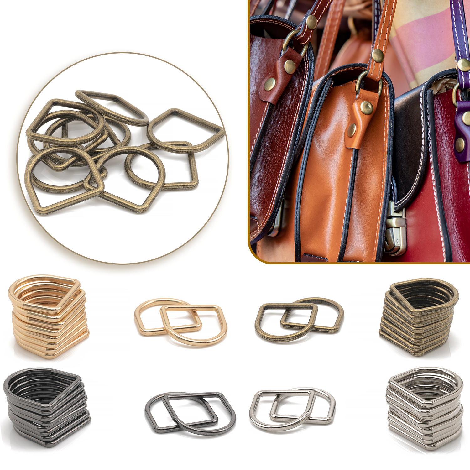 D Rings buckles for webbing long Different Sizes & Colours Welded Metal Fastener