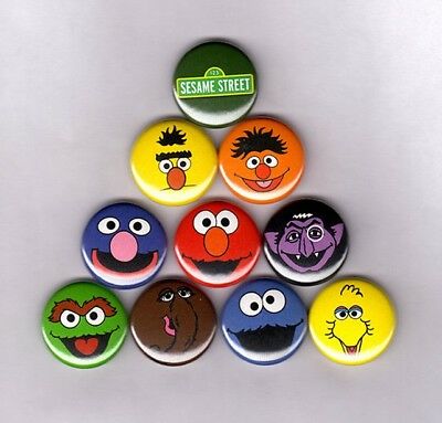Sesame Street 1" Pins / Buttons (burt Ernie Big Bird Elmo Grover Cookie Shirt)