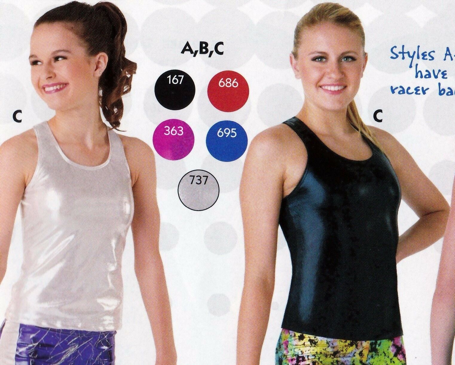 Racer Back Tank Top Foil 5 colors ch/adult gymnastic Cheer Dance OVR 100 N stock