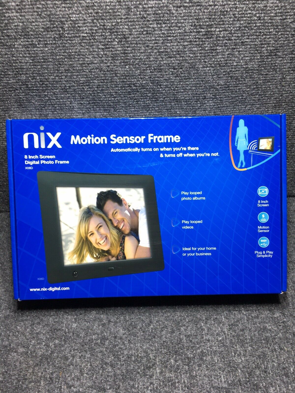 New Nix X08d 8 Inch Screen Motion Sensor Digital Photo Frame Open Box Remote