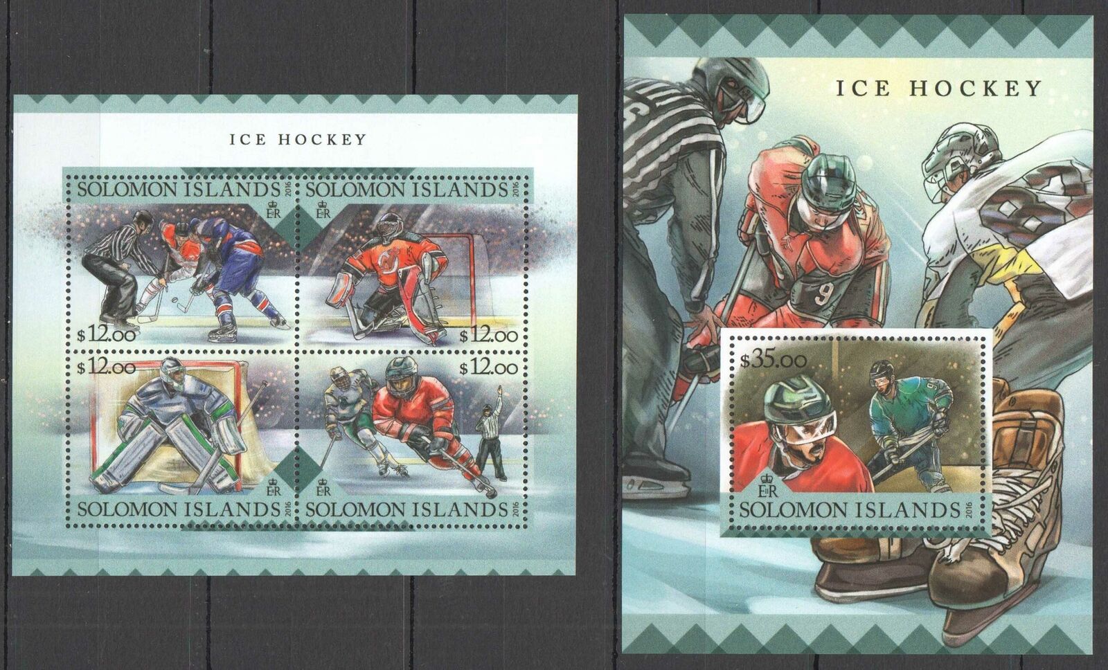 LS534 2016 SOLOMON ISLANDS ICE HOCKEY NHL SPORT #3736-40 1KB+1BL MNH