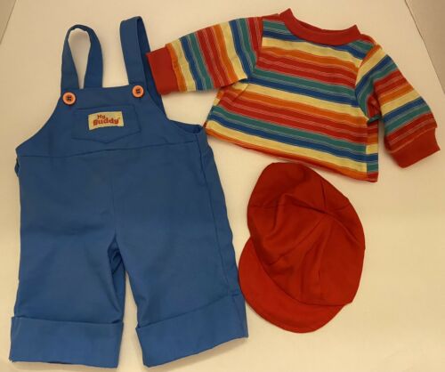 Outfit For My Buddy Doll: Blue Overalls, Striped Shirt, Red Hat