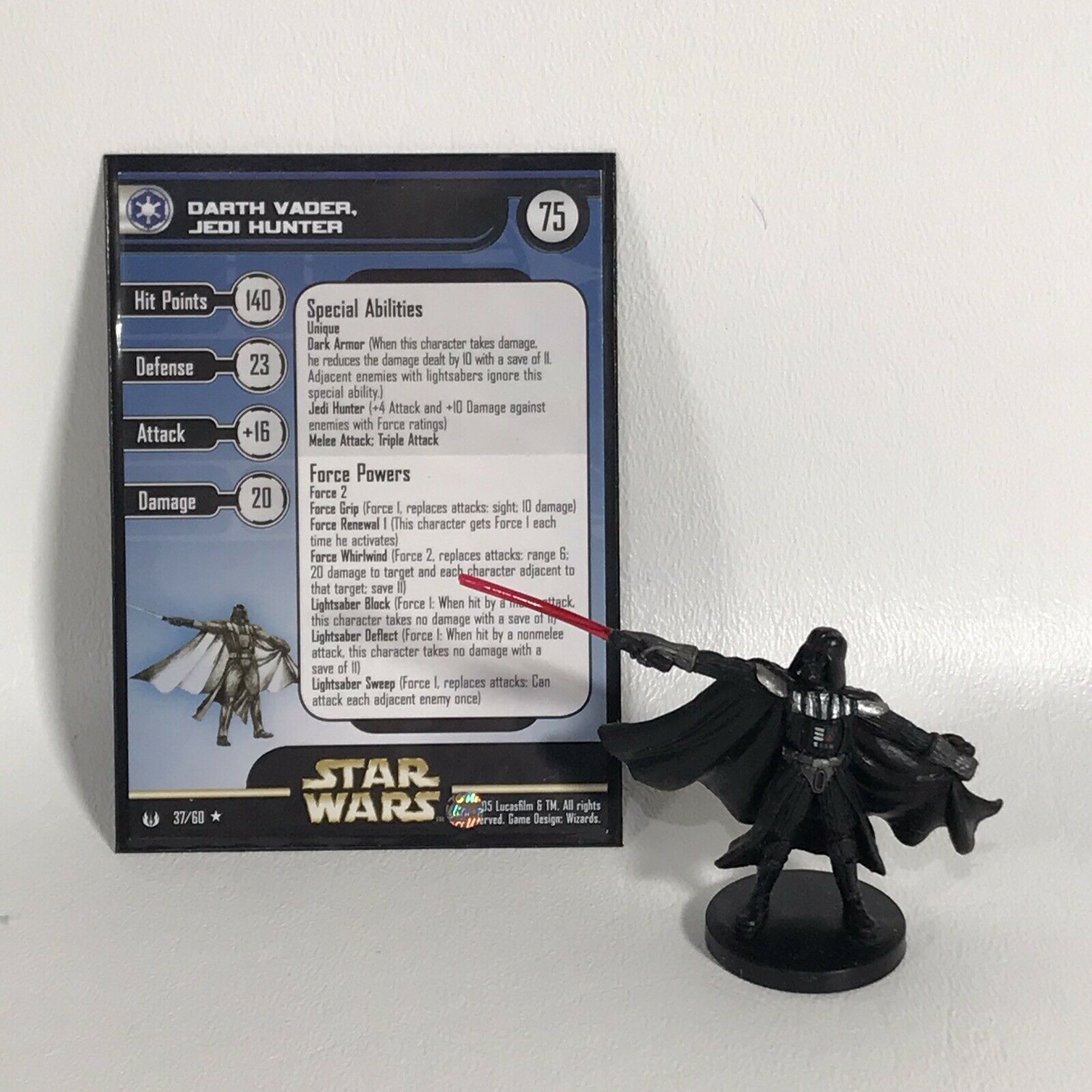 Star Wars Miniatures Universe Darth Vader, Jedi Hunter W/ Card 37 Rare
