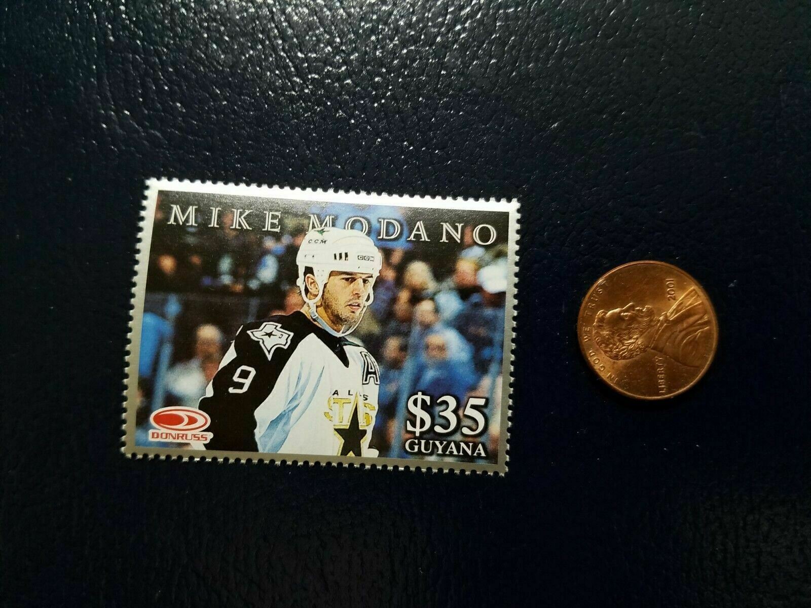 Mike Modano Dallas Stars Donruss Guyana Silver Perforated Stamp Wow