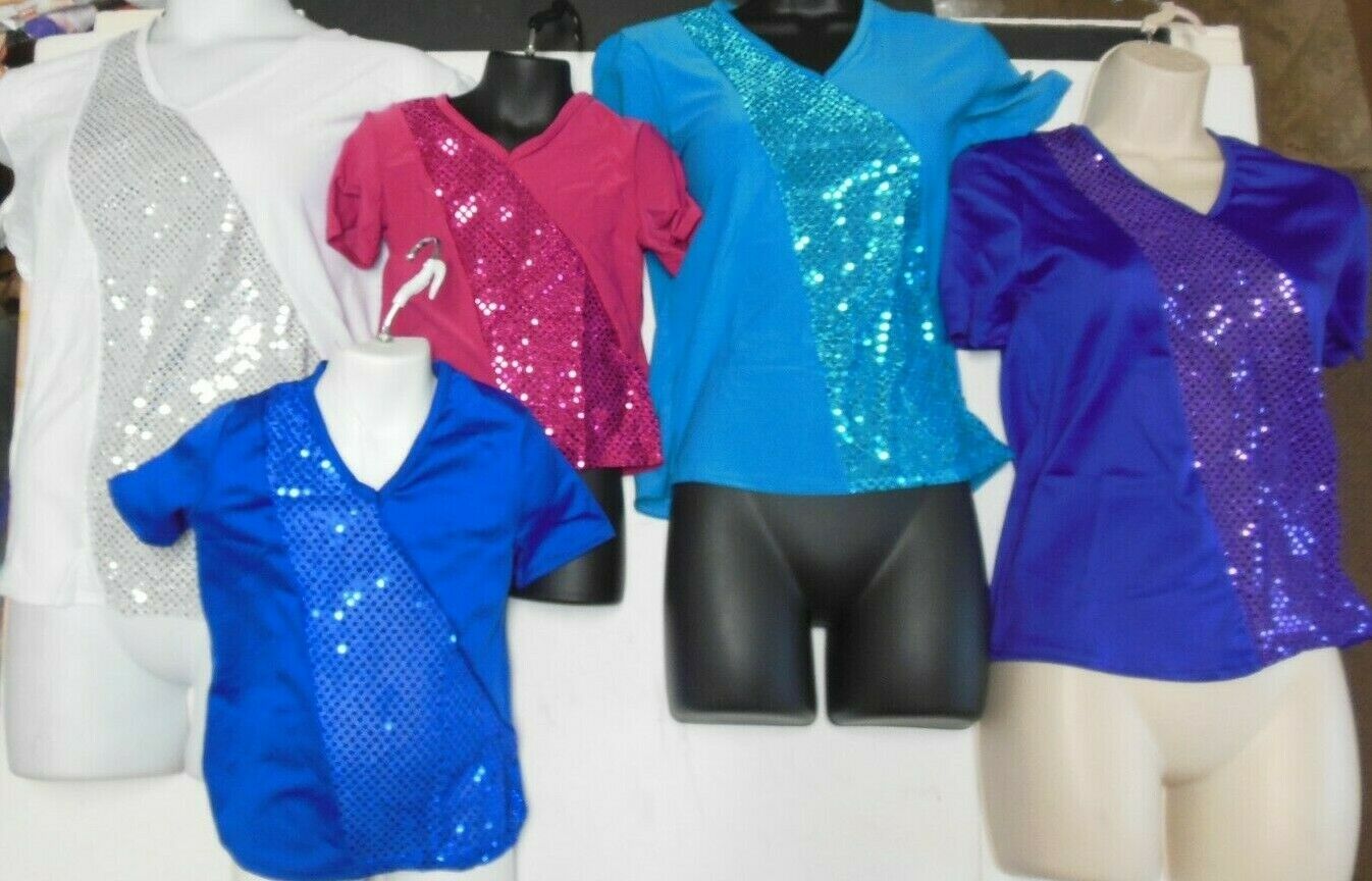 Dance COSTUME Faux Sequin V-Neck pullover child/men Unisex over 50 n stock