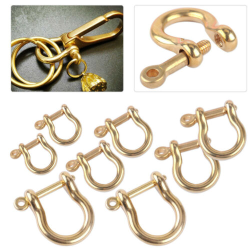 Solid Brass D Bow Shackle Screw Pin Joint Connect Key Chain Hook Leather Craft